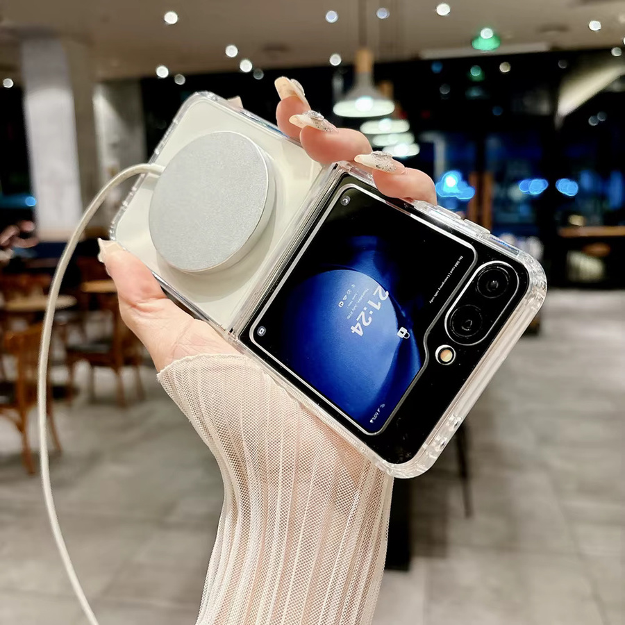 MagSafe Wireless Charging Handyhülle für Samsung Galaxy Z Flip 7, 6, 5, 4 und 3, stoßfeste magnetische Schutzhülle in Transparent - Bild 2