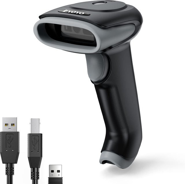 Eyoyo EY-034 2D-Bluetooth-Barcodescanner kabelloses Handgerät mit USB-Anschluss für QR-Codes und Barcodes in Schwarz oder Weiß - Bild 1