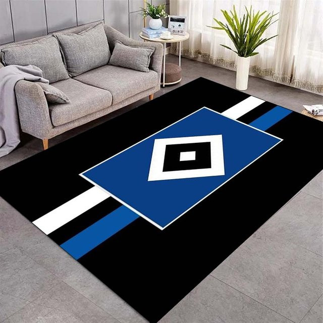 Hamburger SV Logo Teppich von LOLO IU, rutschfeste Fußmatte in Schwarz mit Fußballclub-Wappen, B: 230 cm, T: 160 cm - Bild 1