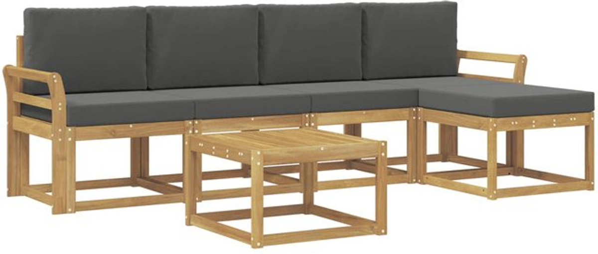 vidaXL Outdoor-Sofagarnitur aus Akazie mit 6-teiligem Set und Kissen in Weiß und Anthrazit - Bild 1