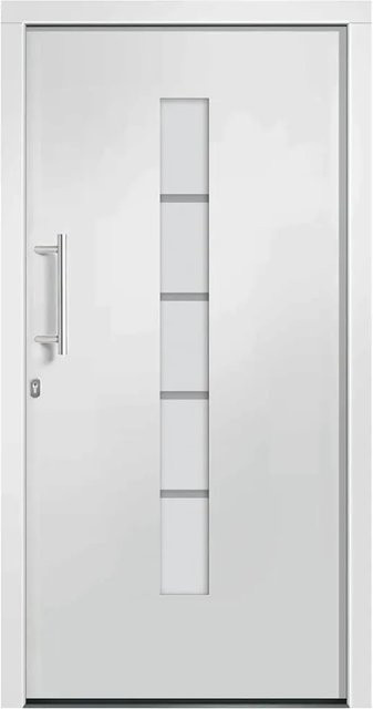 vidaXL Haustür aus Aluminium und PVC in Weiß, modern, B: 100 cm, H: 210 cm - Bild 1