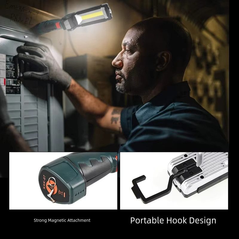 ESMARTER COB LED Arbeitsleuchte Schwarz, USB-aufladbare magnetische Inspektionslampe mit Notfall-Blinklicht - Bild 4