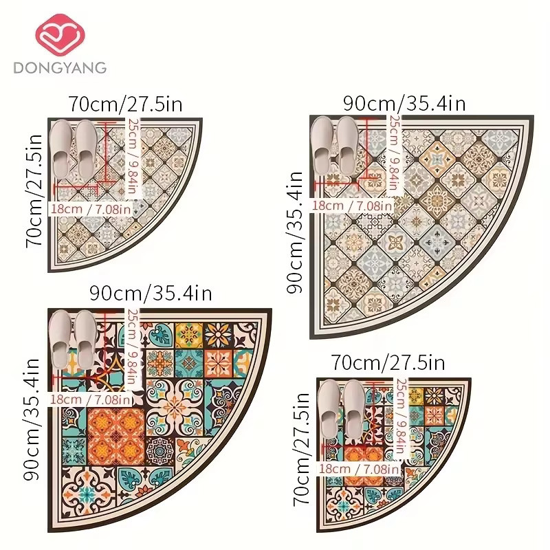 VIKAMA Bodenmatte im Boho-Design, halbkreisförmige fächerförmige Matte für Badezimmer und Küche, wasserabsorbierend und rutschfest, Multicolour, B: 70 cm, T: 70 cm - Bild 3