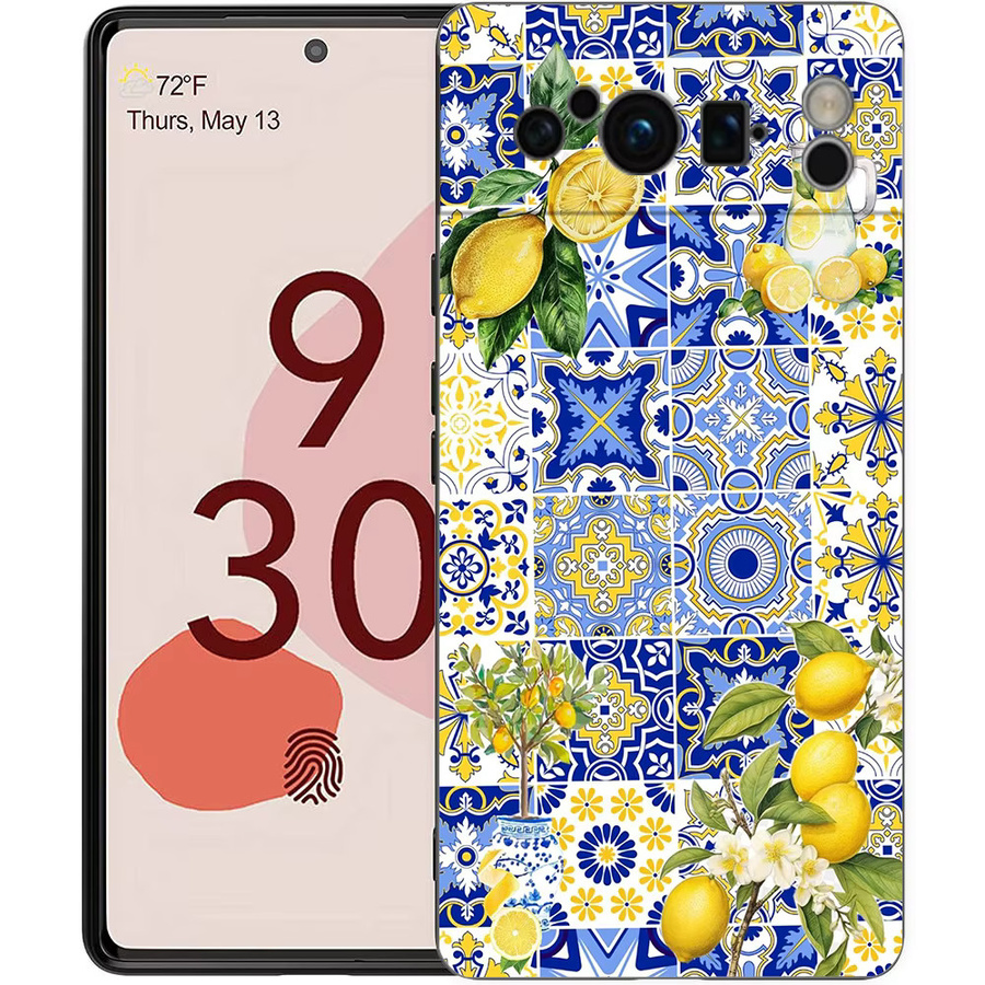 Stoßfeste TPU Handyhülle mit Sommerfrüchte-Zitronen-Print für Google Pixel 10 9 8 7 6 Pro XL und weitere Modelle, Schwarz/Mehrfarbig - Bild 2