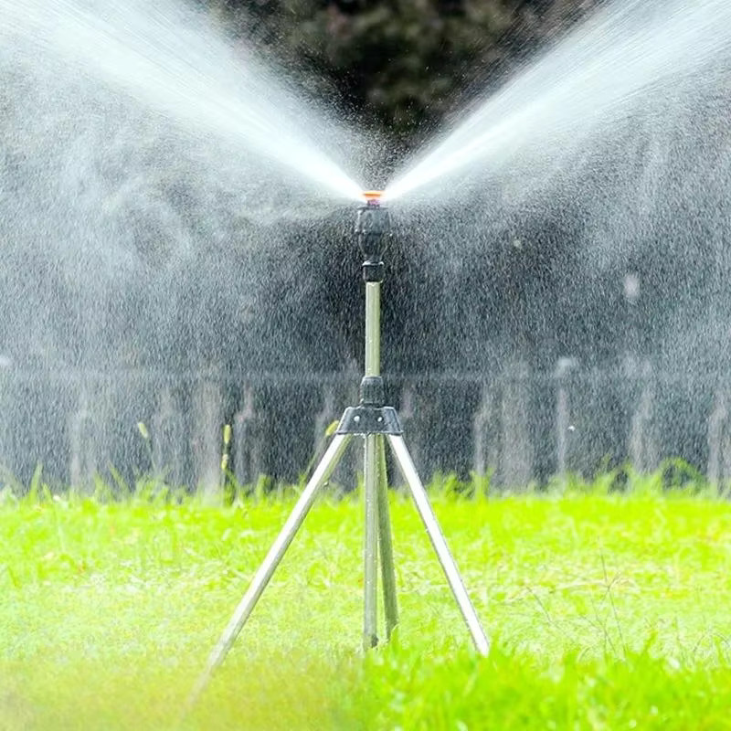 360-Grad-Drehbewässerungsstativ aus Edelstahl in Silber mit Teleskopstütze für Rasen und Garten - Bild 2