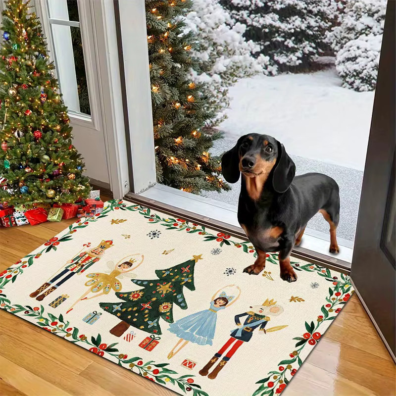 VIKAMA Nussknacker Weihnachtsteppich aus Mikrofaser, rutschfeste Bodenmatte für Innen und Außen, mehrfarbig, rechteckig - Bild 2