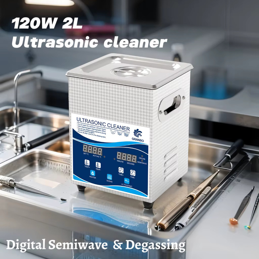 Granbo Ultraschallreiniger in Silber mit 2L Volumen, digitalem Timer, Entgasung und Heizfunktion, 40 kHz, aus Edelstahl für Dental-, Optik- und Schmuckteile - Bild 3