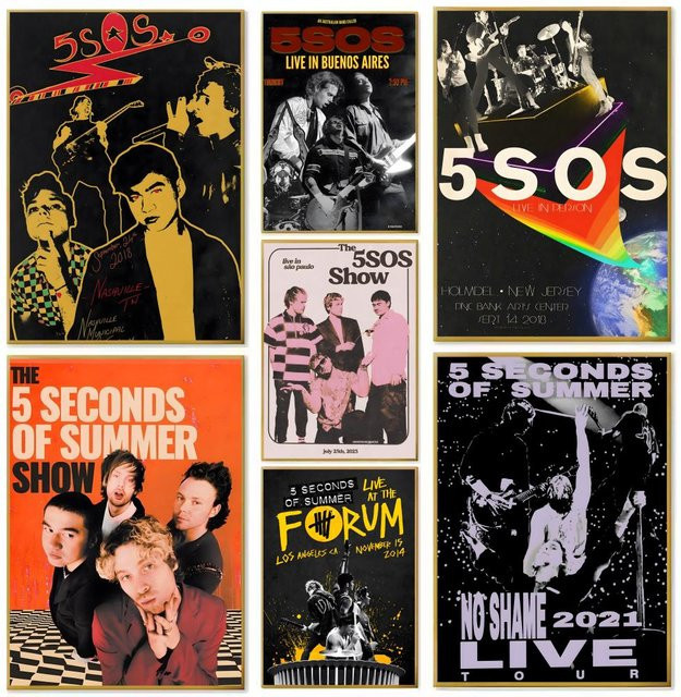 S-Sommer S-SOS Poster Set aus Papier, 5er-Pack, Schwarz, Wanddeko für Wohnzimmer und Café - Bild 1