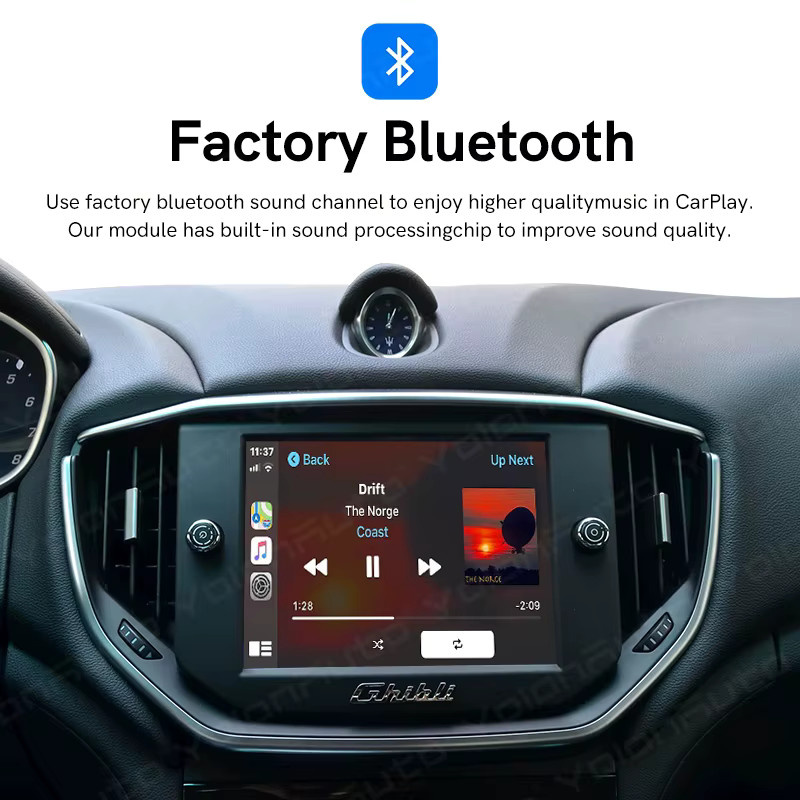 YolanAuto Kabelloses CarPlay und Android Auto Interface für Maserati Quattroporte und Ghibli 2014-2016 mit Mirror-Link und AirPlay in Schwarz - Bild 2