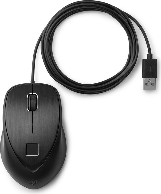 HP Fingerprint Laser Maus mit 3 Tasten in Schwarz, kabelgebunden via USB (4TS44AA) - Bild 1