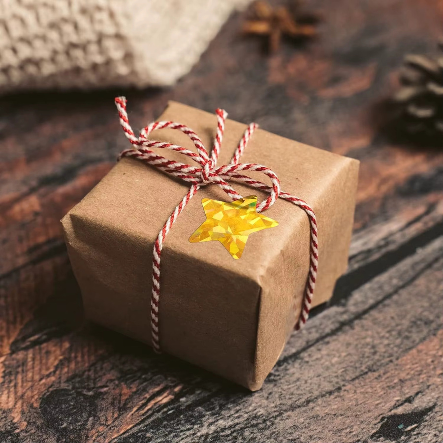 Star-Dekorationsserie Laser-Rollpack-Aufkleber in Gold, selbstklebende dekorative Etiketten für die Geschenkverpackung - Bild 3