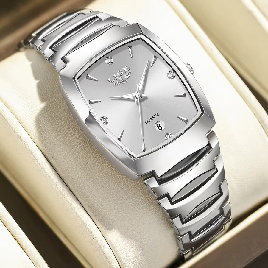 LIGE Armbanduhr Edelstahl, Quarz, Eckig, Silber, Damen - Bild 2