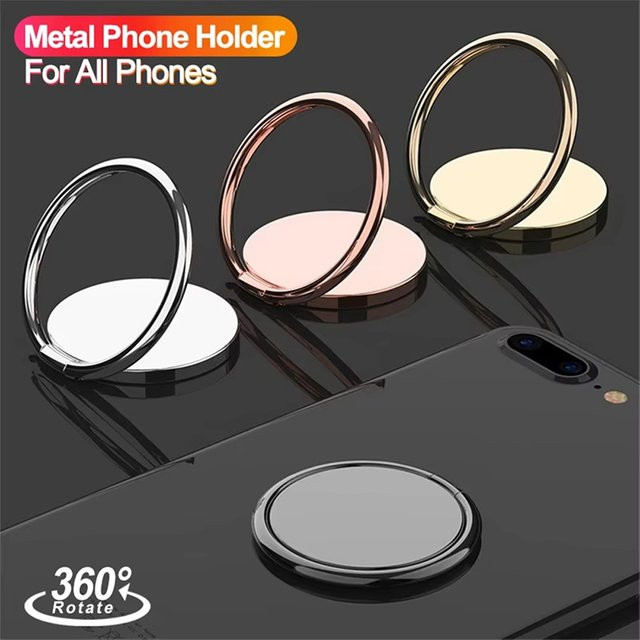 Universal Metall Handy Fingerring Halter und Auto Handyhalterung mit 360 Grad Rotation in Schwarz - Bild 1