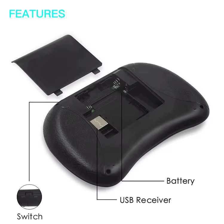 Kabellose Air Mouse Tastatur von AyeBeau mit Touchpad und RGB Hintergrundbeleuchtung in Schwarz, Azerty Layout - Bild 6