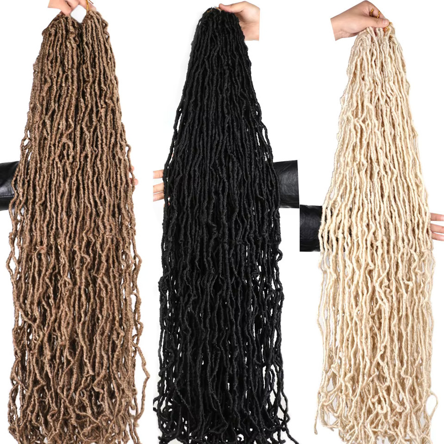 Donghou Faux Locs Häkelhaar, Mix Green, Lockiges Synthetikhaar, Unisex - Bild 3