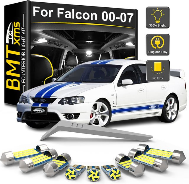 Bmtxms 9er LED Innenbeleuchtungs-Kit für Ford Falcon AU BA BF XR6 XR8 in Weiß mit CANBUS-System - Bild 1