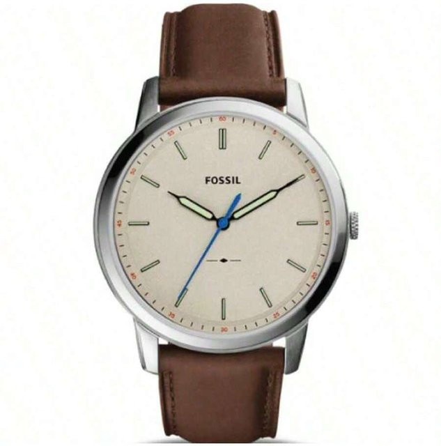 Fossil Armbanduhr, Quarz, Edelstahl, Leder, Weiß, Herren - Bild 1