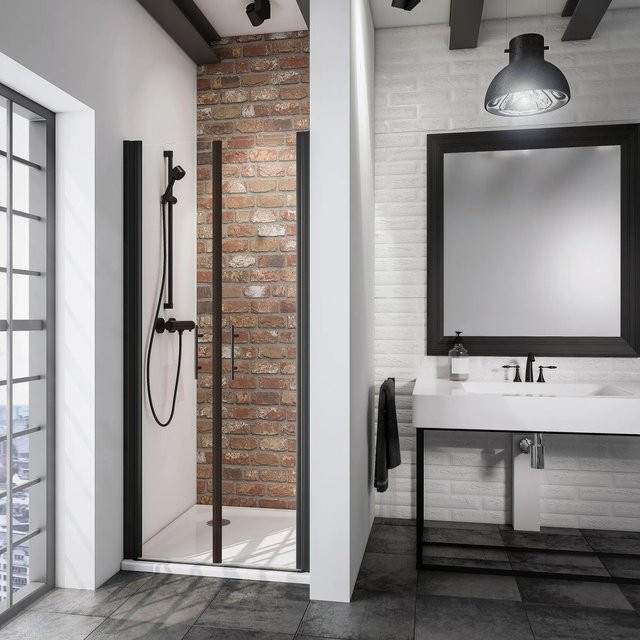 Schulte Duschkabine Alexa Style 2.0 Pendeltür für Nische in Mattschwarz mit Clear Glas, B: 90 cm, H: 192 cm - Bild 1