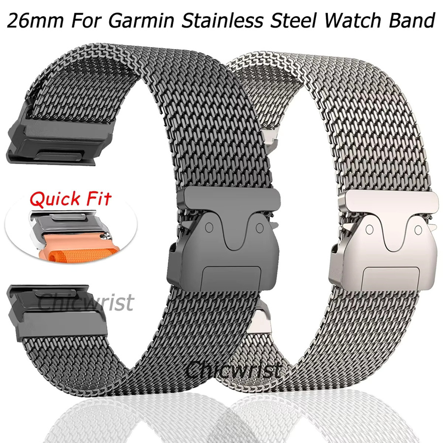 OAKCHARM Uhrenarmband Edelstahl, Silber, 26 mm, Quick Fit Sport Band - Bild 4