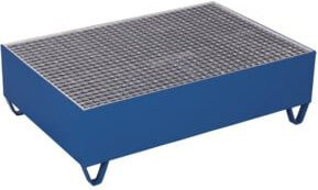 VARIOfit Auffangwanne mit Gitterrost für 2 Fässer à 200 Liter, Farbe: Blau, B/T: 120 x 80 cm - Bild 1