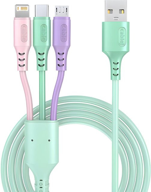 3-in-1 Schnellladekabel für iPhone, Typ-C und Micro-USB, Datenkabel in Grün - Bild 1