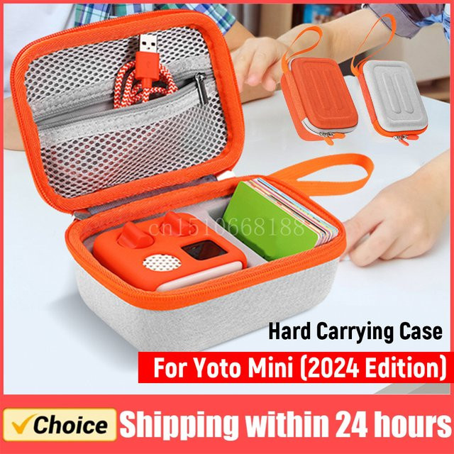 ALLOYSEED Tragetasche für Yoto Mini 2024 Edition, Hartschale Schutzhülle für Audio-Player und Kopfhörer, Grau und Orange - Bild 1