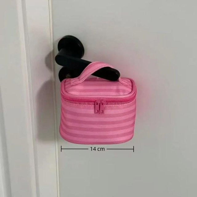Ruidi bb Make-up-Tasche Damen, Rosa Gestreift, mit Spiegel - Bild 1