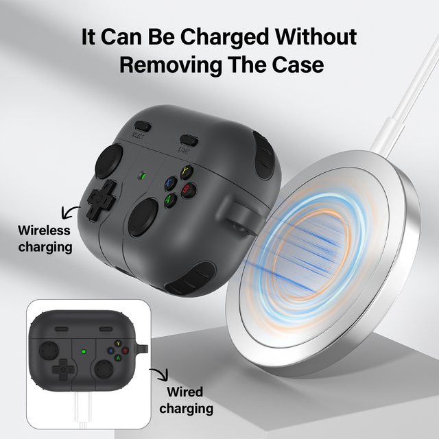 Stoßfeste Silikon-Kopfhörerhülle im niedlichen Cartoon-3D-Gamepad-Design für Apple AirPods 4, AirPods Pro und AirPods 3, Farbe: Schwarz - Bild 1