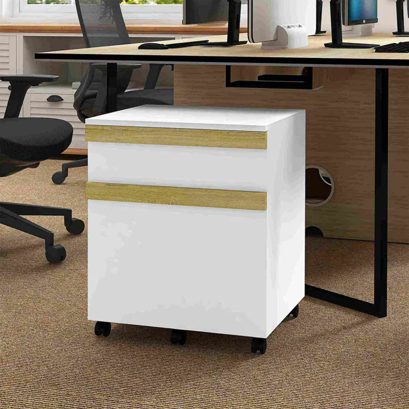 Aosom Vinsetto Büroschrank auf Rollen in Weiß mit 2 Schubladen, B/T/H: 48 x 40 x 59,5 cm - Bild 2