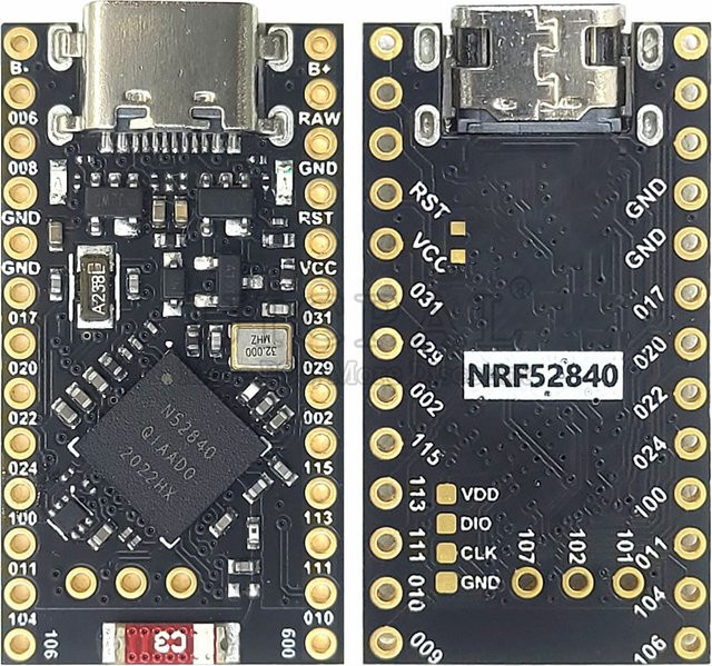NRF52840 Entwicklungsboard Nano V2.0 mit Bluetooth 5.0 und USB Typ C, 64 MHz, Schwarz - Bild 1