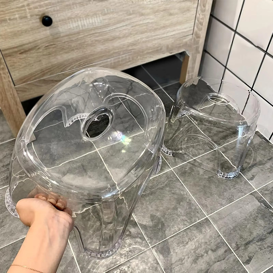 ZHIJI Rutschfester Hocker aus Acryl in Transparent, Moderner Kunststoff-Hocker für Badezimmer, Kinderzimmer oder Wohnzimmer - Bild 2