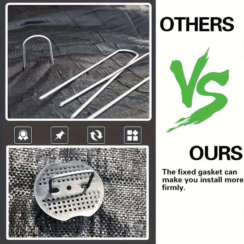 YC Direct 101-teiliges Gartenpfahl-Set mit 50 rostbeständigen U-Profil-Ankern aus verzinktem Metall, 50 Kunststoffscheiben und 1 Picking-Werkzeug in Silber - Bild 4
