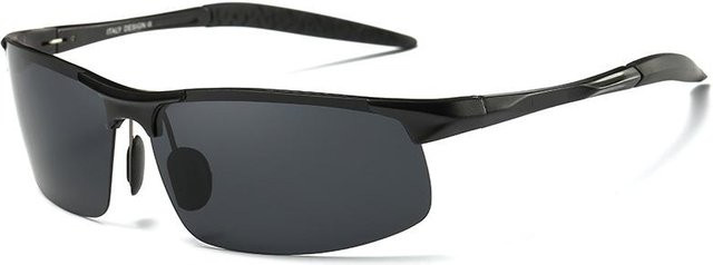 AORON Sonnenbrille, Herren, Vollrand, rechteckig, Aluminium, schwarz, polarisiert - Bild 1