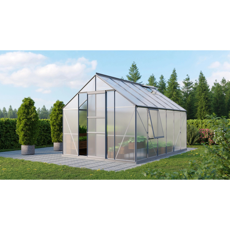Vitavia Gewächshaus Meridian 9900 aus eloxiertem Aluminium mit Polycarbonat-Verglasung und Fundament, 9,9 m² - Bild 2