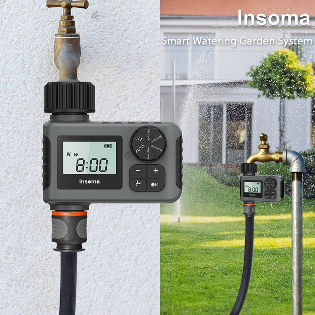 Insoma Automatischer Wassertimer mit LCD-Display und IPX7 Wasserdichtigkeit für ein intelligentes Bewässerungssystem im Garten - Bild 1