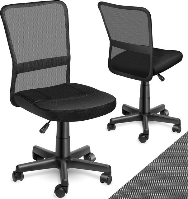tectake Bürostuhl Patrick in Schwarz mit Netzstoffbezug, ergonomische Form und stufenloser Höhenverstellung, B/T/H: 43 x 50 x 95 cm - Bild 1
