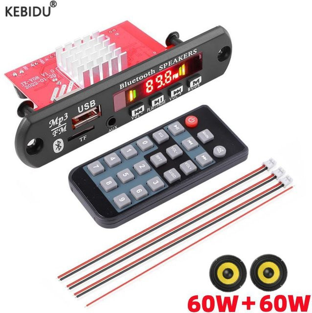 Kebidu Bluetooth 5.0 MP3 Decoder Board mit Verstärker und FM Radio, USB Modul für Auto, Schwarz - Bild 1