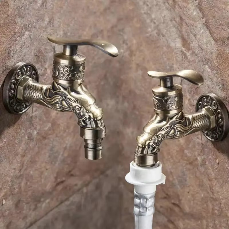Antiker Waschmaschinen-Wasserhahn von ctzszzmm in gebürstetem Messing, Wandmontage, Retro-Kaltwasserhahn aus Zinklegierung - Bild 3