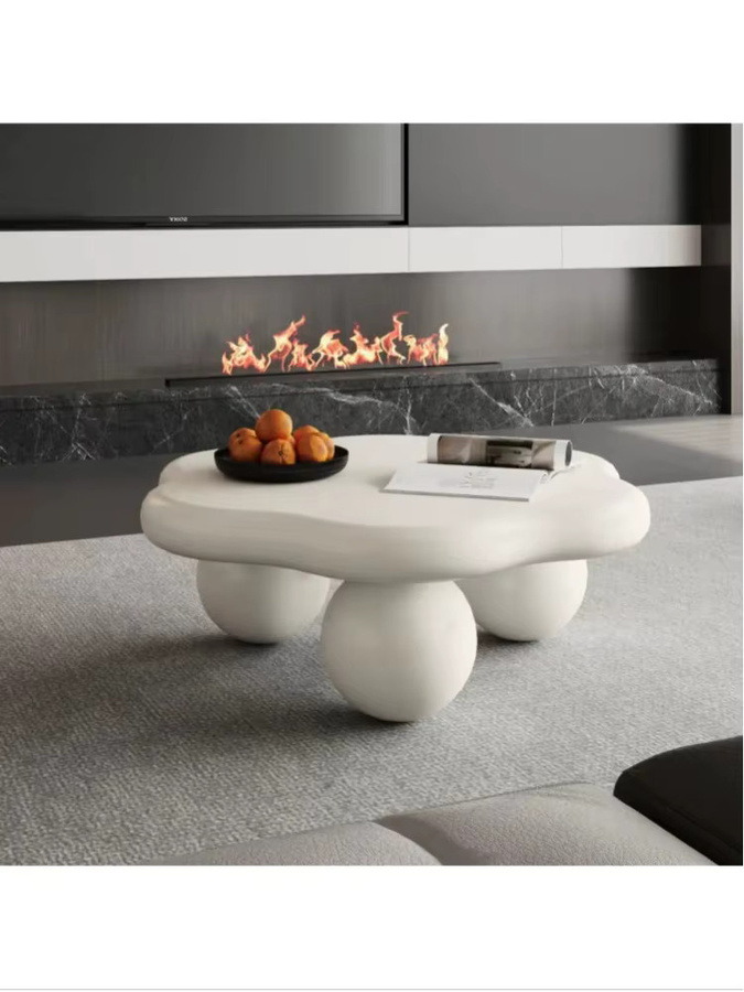 Ye Wolkenförmiger Couchtisch in Cremeweiß mit kugelförmigen Beinen, Modern Minimalistisches Design, Breite: 80 cm - Bild 6
