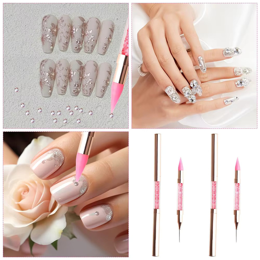 Strass-Picker Doting-Stift, rosa/weiß, Doppelkopf-Applikator - Bild 2