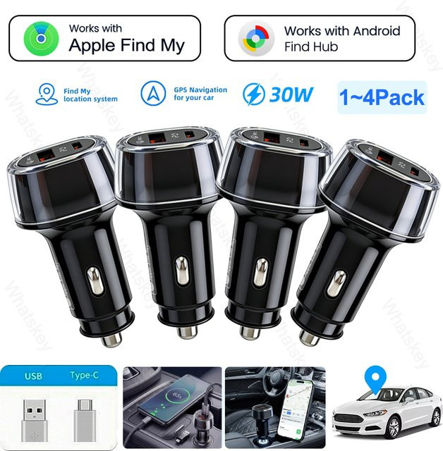 TPBUFF Auto-Ladegerät mit 30W USB-C QC 3.0 Schnellladegerät für iOS und Android, Schwarz - Bild 1