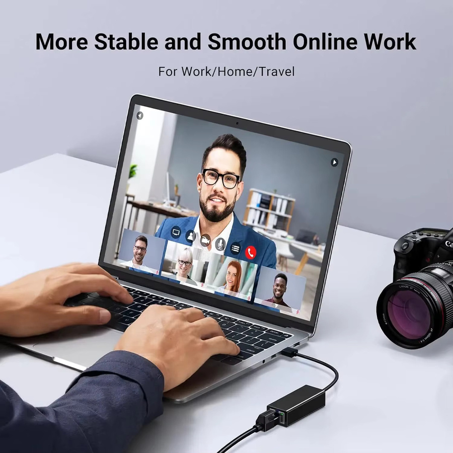 Kebidumei USB Typ C Ethernet Adapter Netzwerkkarte USB 3.0 auf RJ45 100/1000Mbps LAN für MacBook, PC, Windows und Android - Bild 2