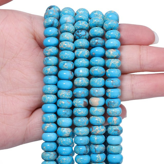 xilitata Abacus-Abstandhalterperlen, Blaue Meeres-Sediment-Jaspis, 5x8mm, 15'' - Bild 1