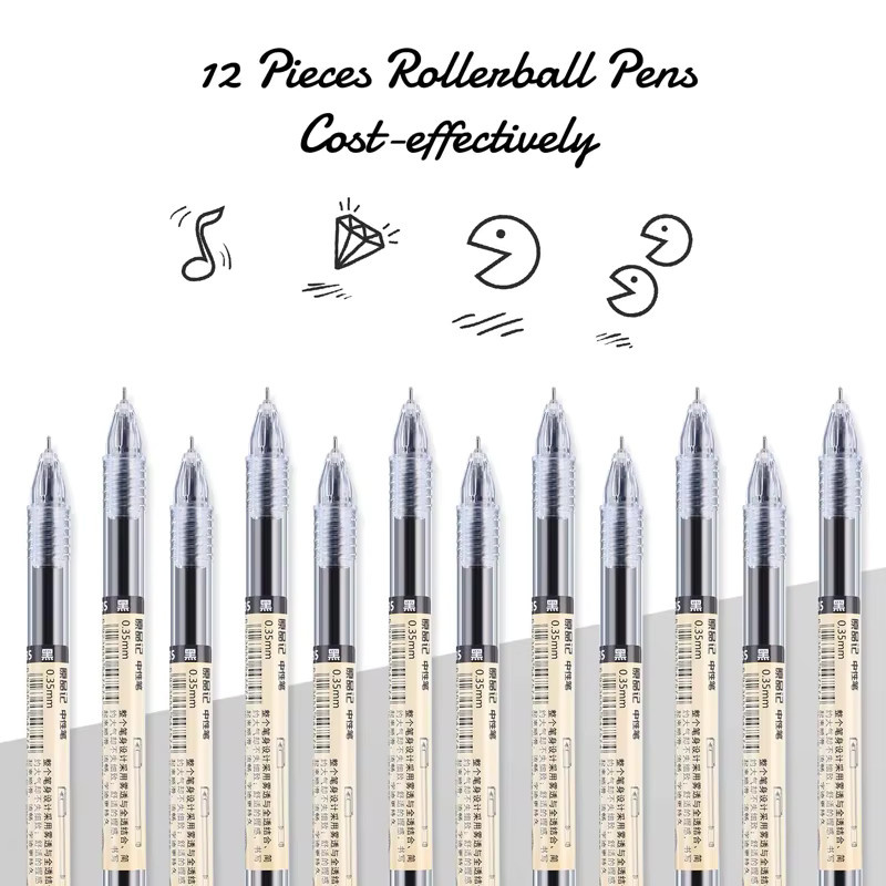 Kissbuty Gel-Stifte Set mit austauschbaren Refills in Blau und Schwarz, 0,35 mm Stiftminen für Schule und Büro - Bild 2