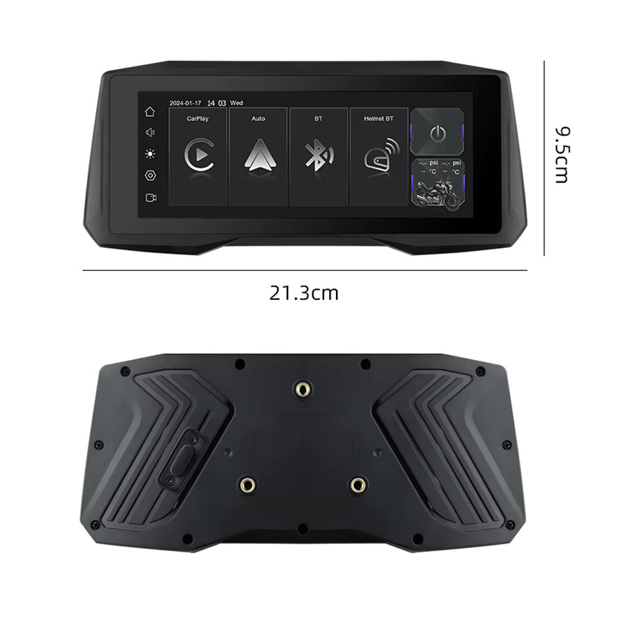 EKIY 7-Zoll tragbares digitales Motorrad-Armaturenbrett mit Wireless CarPlay, Android Auto und GPS-Navigation sowie TPMS in Schwarz - Bild 5