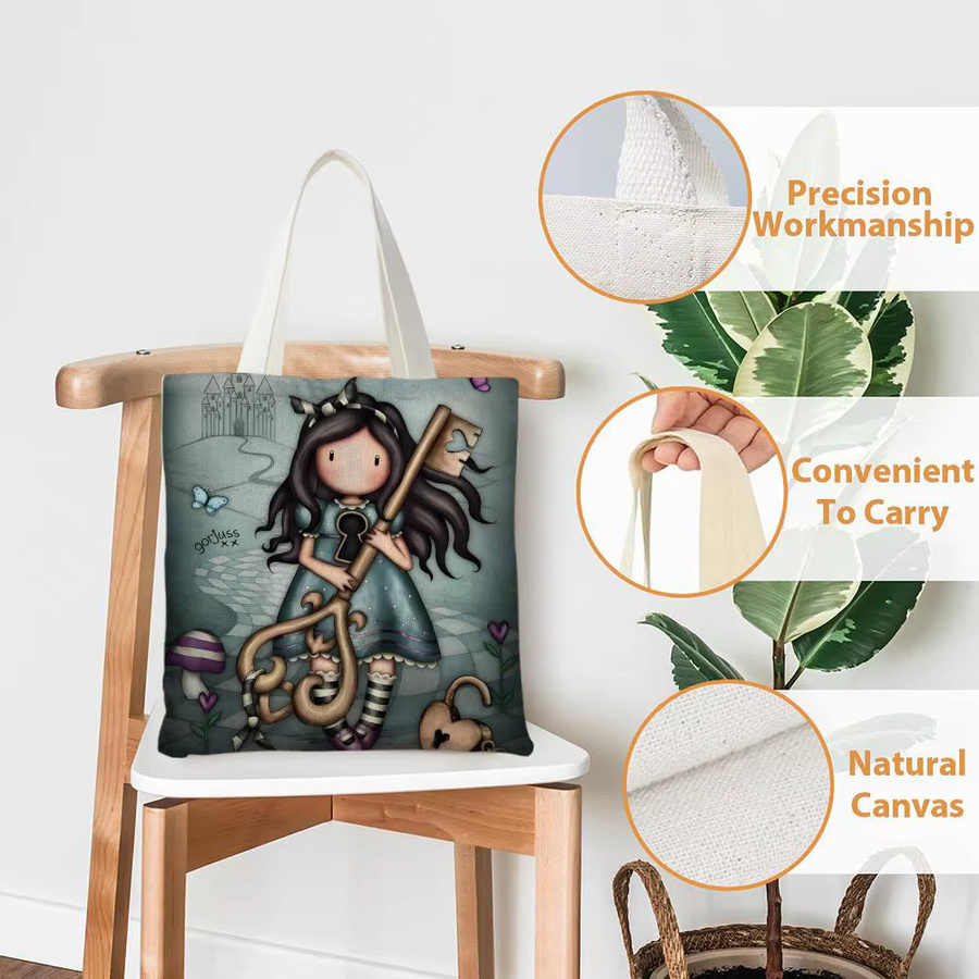 Santoro Gorjuss Aufbewahrungstasche aus Canvas in Weiß und Multicolour, doppelseitig bedruckte modische Schuldtasche für Damen mit großer Kapazität - Bild 4