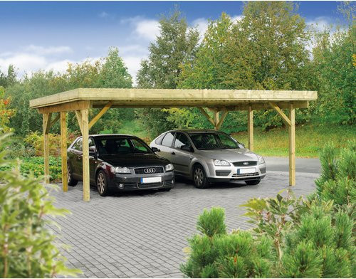Mr. GARDENER Doppelcarport Hamburg 1 aus Holz und Metall, braun, B/T: 604 x 504 cm - Bild 1