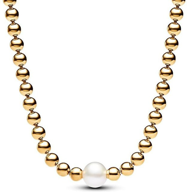 Allbestart Halskette, 925 Silber, Perle, Zirkonia, Damen, beige - Bild 1