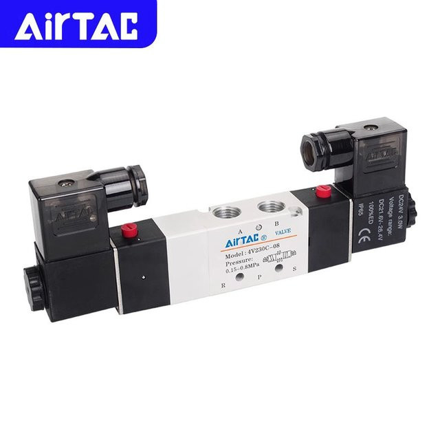 AIRTAC Original Pneumatisches 5/3-Wege-Doppelmagnetventil Umkehrventil 4V130C-06/M5 4V230C-08 4V330C-10 E P - Bild 1