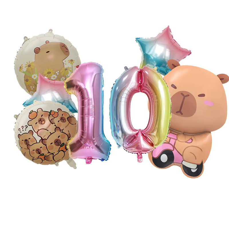 Potdemiel Capybara Geburtstag Luftballons, Party Dekoration - Bild 1